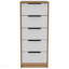 Commode 5 tiroirs, commode verticale - blanc / pin