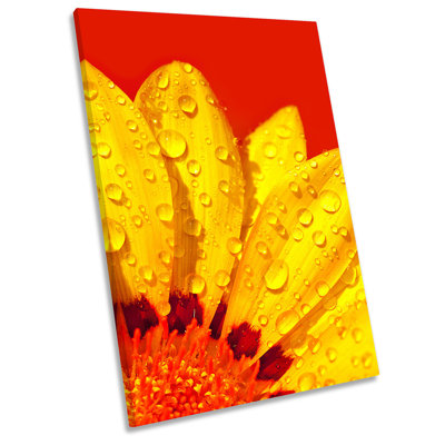 Red Floral Yellow Flower Picture - Wrapped Canvas Art Prints