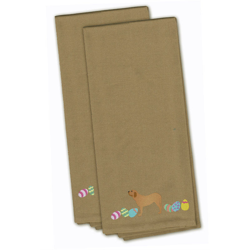 Serviette de cuisine à broderie fila brasileiro, Brun clair, H 28 po x l 19 po x P 0,1 po