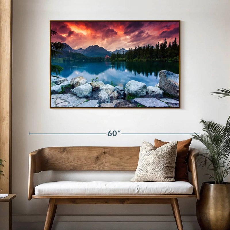Lac Tatra, 46 po x 31 po, Cadre flottant doré