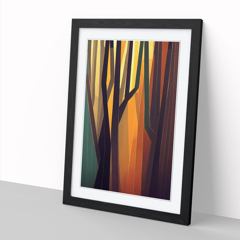 Tree Abstract Block Vol.4 - Wall Art, 46cm H x 34cm W x 2cm D, Oak Framed