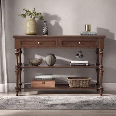 American-style open wooden console table