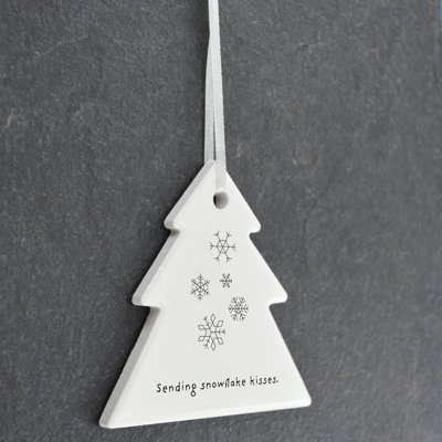 Sending Snowflake Kisses Tree Shaped Ceramic Ornament
