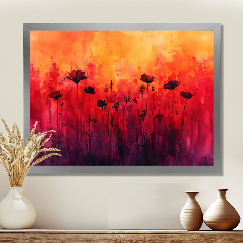 Danse d'automne d'Alger, coucher de soleil, coquelicots V - coquelicots, art mural, Reproduction encadrée d'une seule photo