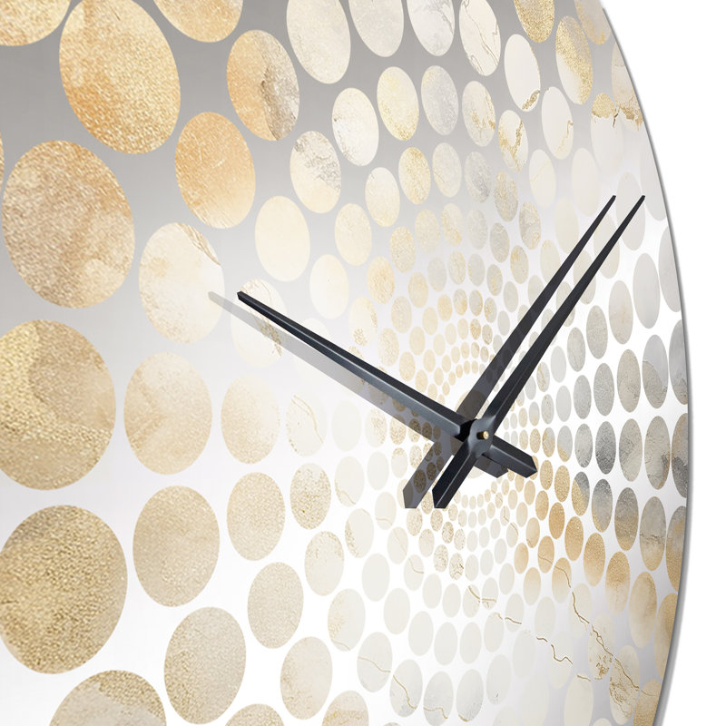 Mandel - Horloge murale peinture abstraite, Médium, White Gold