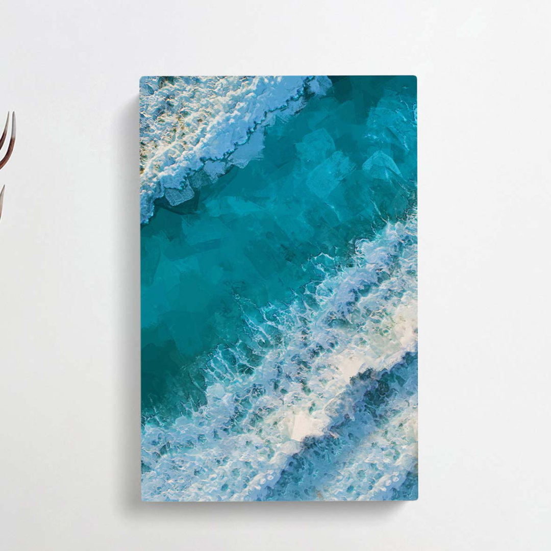 Aerial Beach View of the Maldives in Abstract - Wrapped Canvas