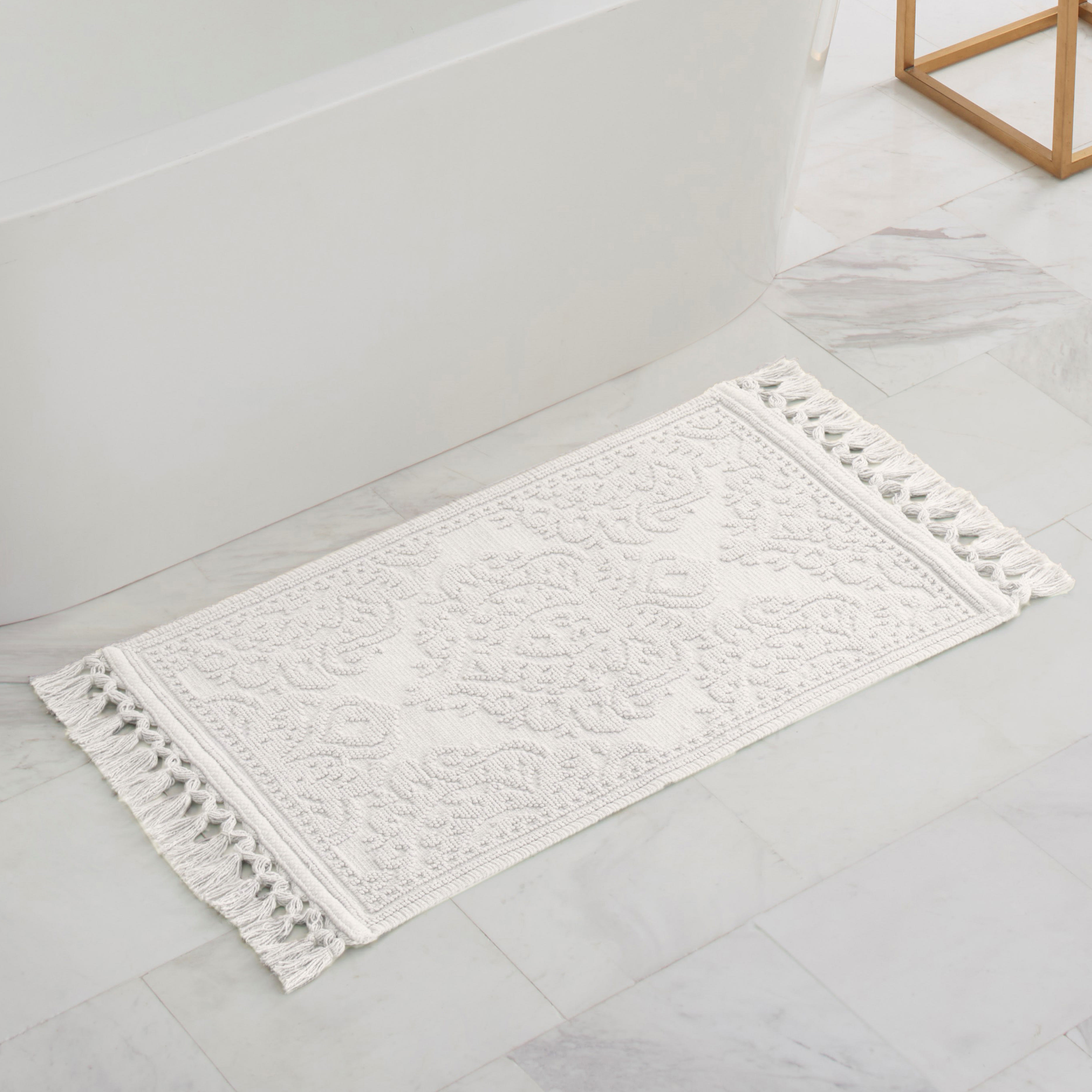  Lucky Brand Overtufted Cotton Fringe Bath Rug with