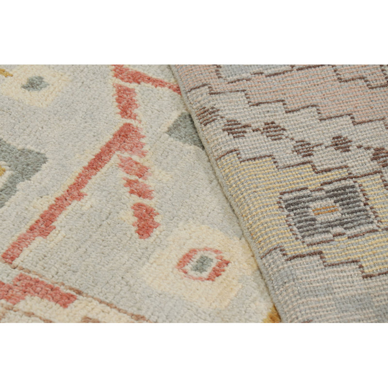 Scandinavian Hand Knotted Wool Geometric Area Rug, Rectangle 10' x 14'