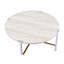 Table basse ronde avec cadre en métal, chêne blanc et chrome