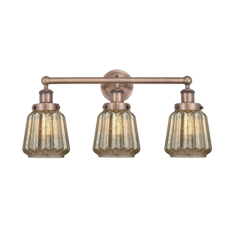 Éclairage pour meuble-lavabo à 3 lumières Aretzy, Cuivre antique, Mercurisé