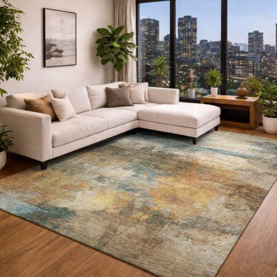 Tapis abstrait lavable à la machine intérieur / extérieur ACN2881