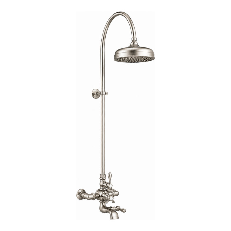 Système de douche thermostatique avec bec de baignoire (P1089) par Strom Living, Nickel mat