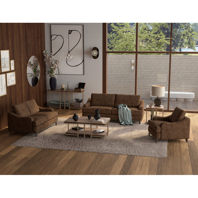 Structure et base en bois, fauteuil, Polyester brun rayonne de polyester / viscose