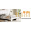Structure de lit pour grand lit en bois blanc et métal avec tête de lit, bruit, sans sommier, assemblage facile, style industriel, lit plateforme en forme de mi-chambre, design, look simple et élégant, rangement sous le comptoir