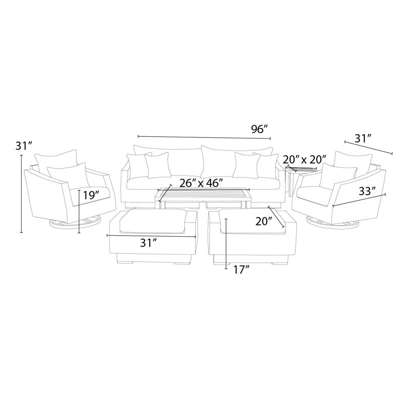 Cannes™ Deluxe 7 Piece Deep Seating Group, Maxim Beige