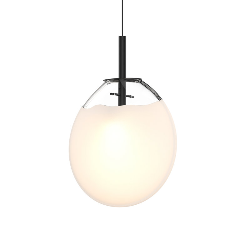 Cantina 1 - Light Satin Black Single Pendant, 14" H x 12" W x 3.75" D, Poured White