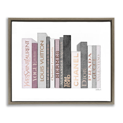Pink & Grey Fashion Bookstack  Floater Canvas Wall Art by Amanda Greenwood