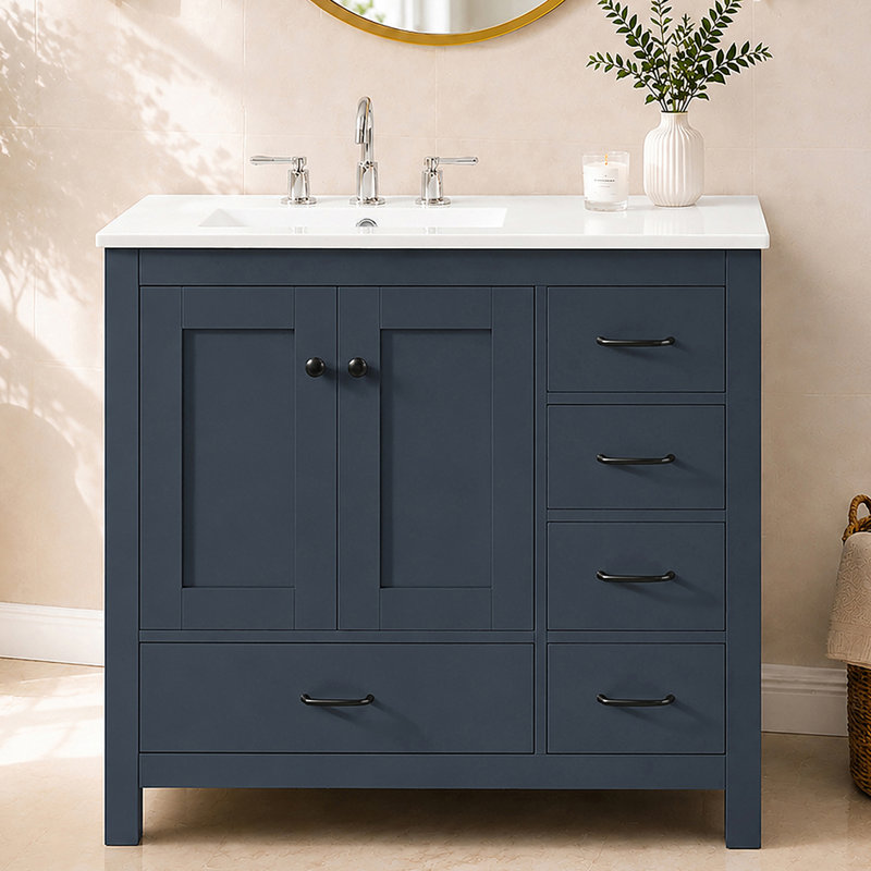 Meuble-lavabo 36 po avec comptoir en céramique Farmhouse, Blue