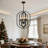 4-Light 16 in. Black Modern Geometric Chandelier Adjustable Lantern Pendant Light Fixture for Dining Room-1937545042