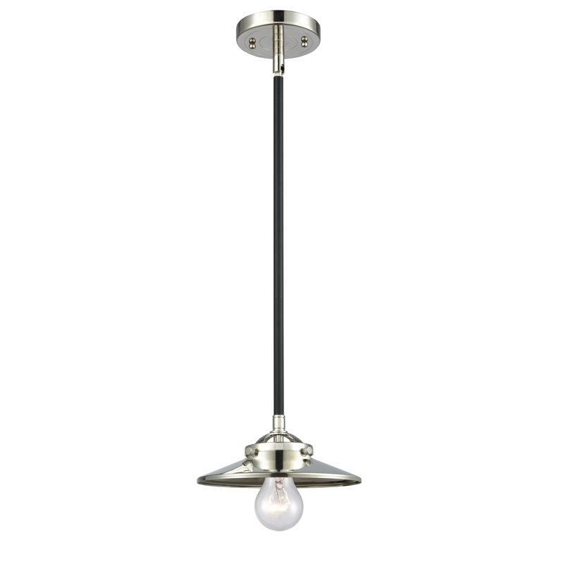 Luminaire suspendu conique à 1 lumière Gault, Ampoule non incluse, Nickel poli noir, Nickel poli