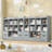 Castle White Bookshelf, 4-Tier Open Shelf Bookcase, 9 Cube Storage Organizer and 5 Drawers with Anti-Tilt Device, Freestanding Horizontal Bookshelf Cube Shelf for Bedroom, Living Room-1464777631