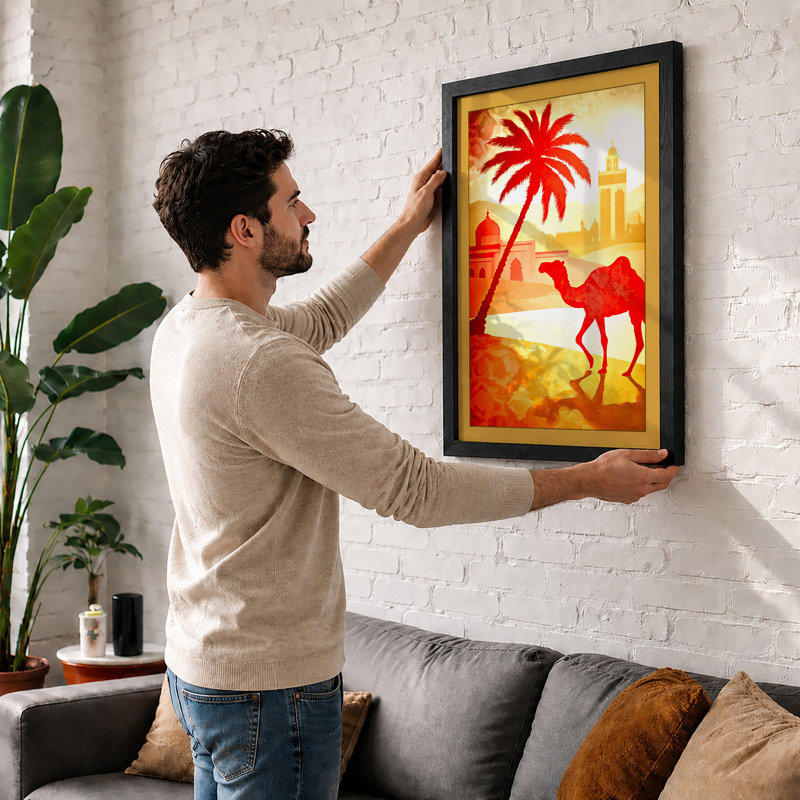 Desert Mirage Tropical - Print, A2 - 59.4 x 42.0 cm, Black