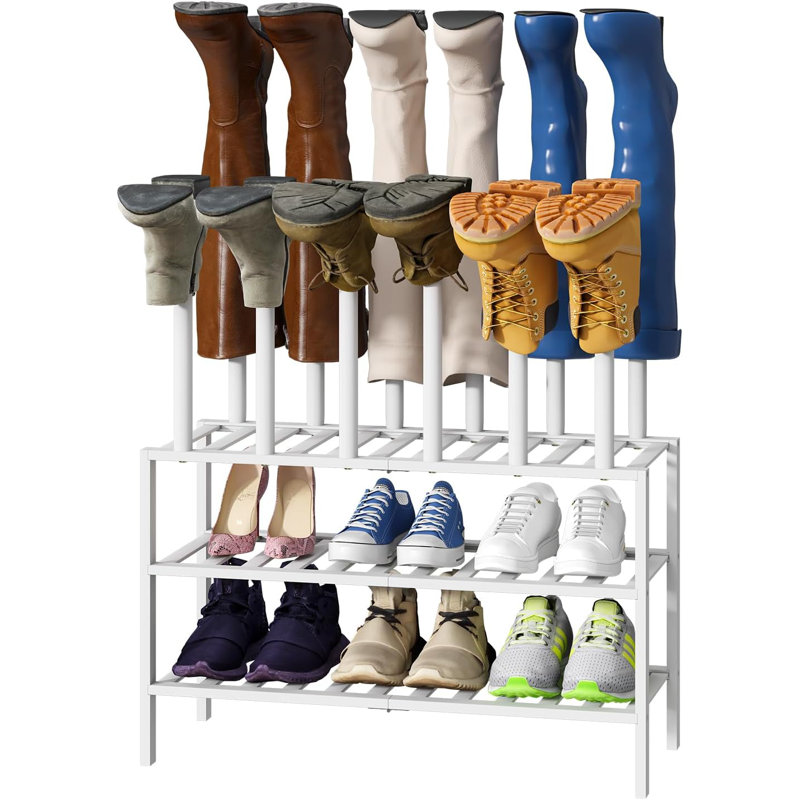 Étagère à chaussures blanche en bambou