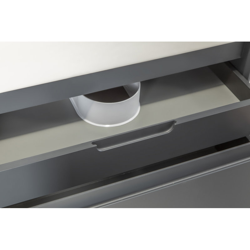 Meuble-lavabo blanc 30 "avec lavabo en porcelaine intégré Isla, Gris foncé
