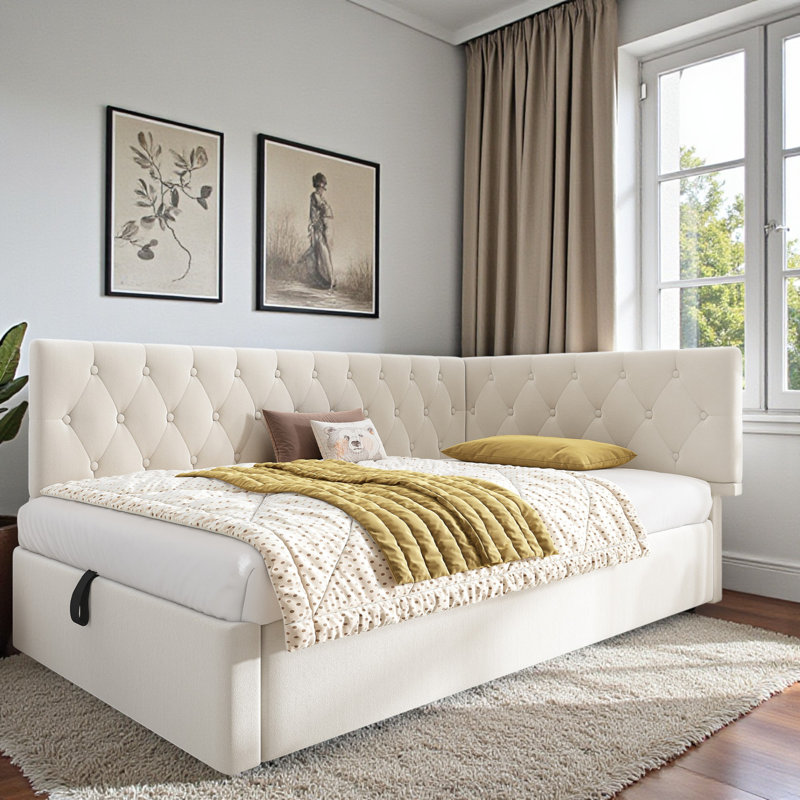 Upholstered Velvet Daybed, Beige