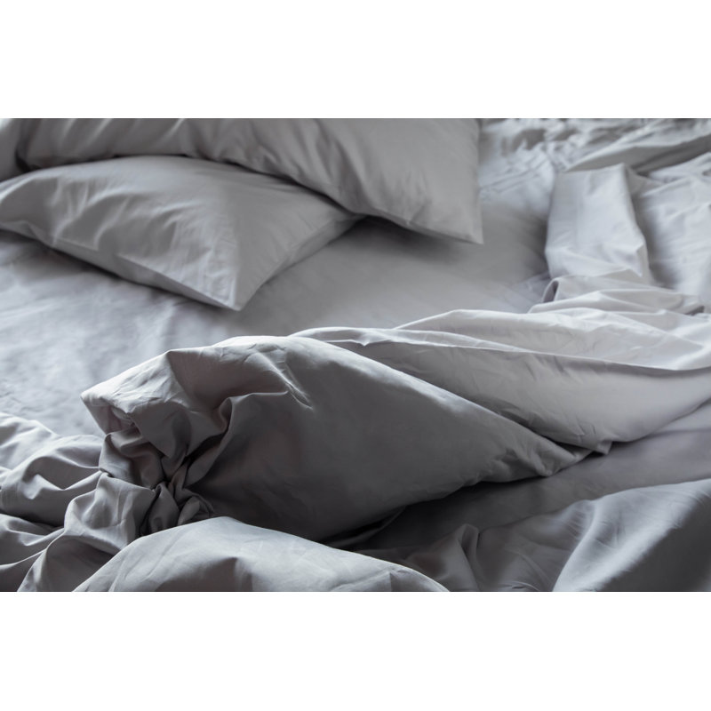 Ensemble de draps en percale 100% coton 300 fils Percale, Ensemble de draps pour grand lit + un drap-housse , Gris clair