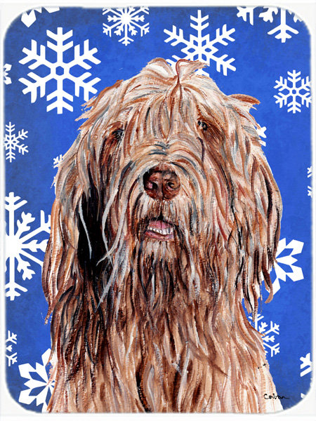 Planche à découper en verre chien à loutree allée de vacances Ashlynn, Bleu / Blanc