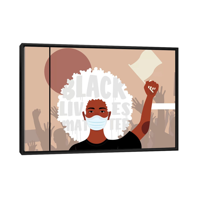 Protest I - impression d'art graphique, Aucun mat, H 32 po x l 48 po x 1,5 po, Toile avec cadre noir