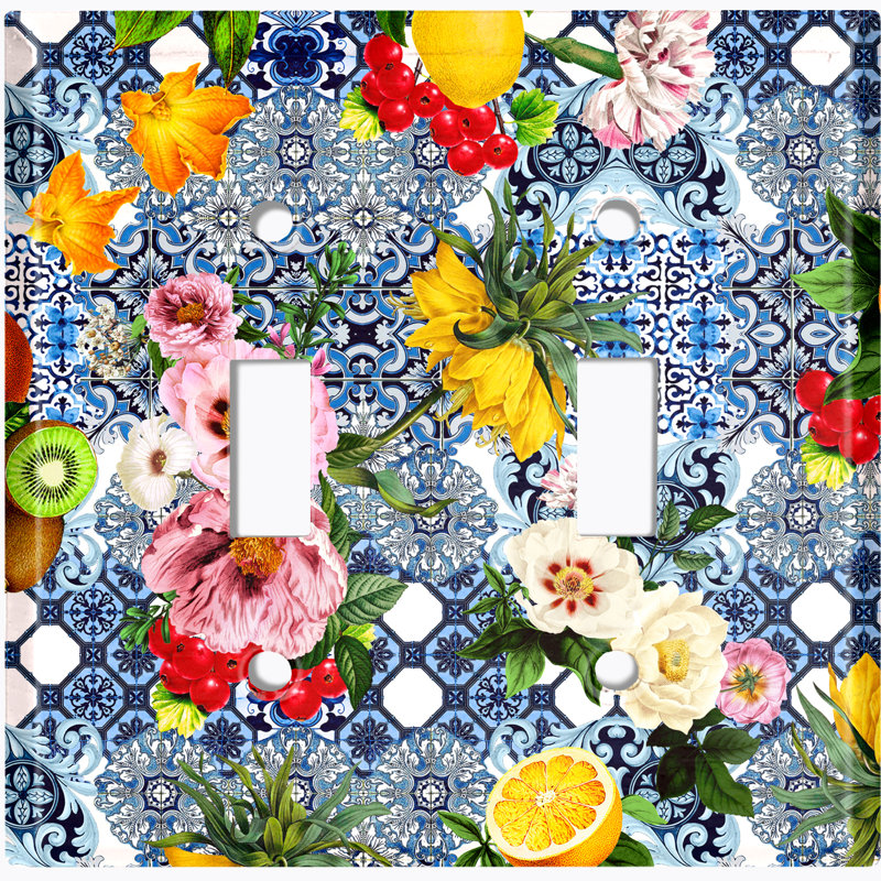 Patterned 2 - Gang Toggle Light Switch Standard Wall Plate