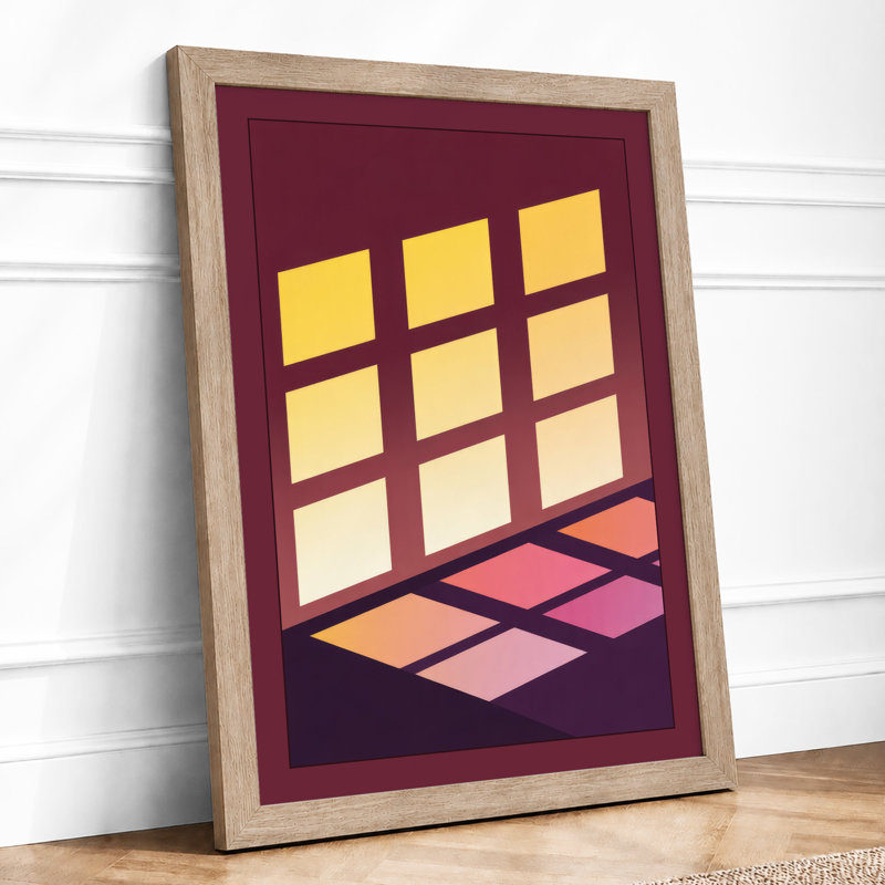 Illuminated Windows At Dusk Geometric - Print, A2 - 59.4 x 42.0 cm, Oak