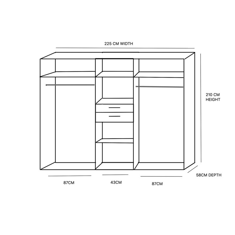 Algirdas 5 Door Manufactured Wood Wardrobe, White