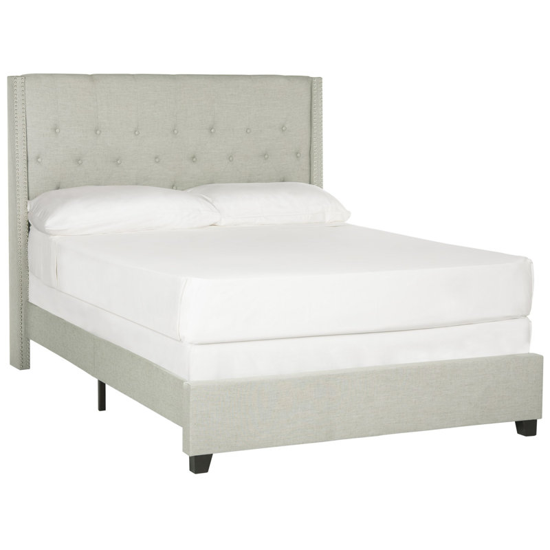 Wampler Upholstered Standard Bed, Full, Light Gray