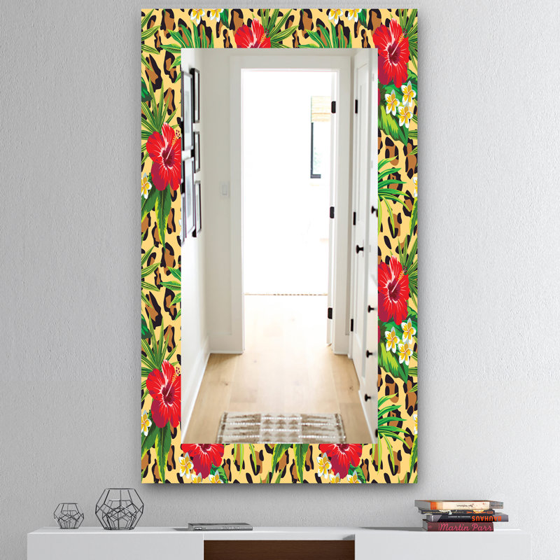 Miroir décoratif 1 bohémien et traditionnel leopard, H 39,4 po x l 29,5 po