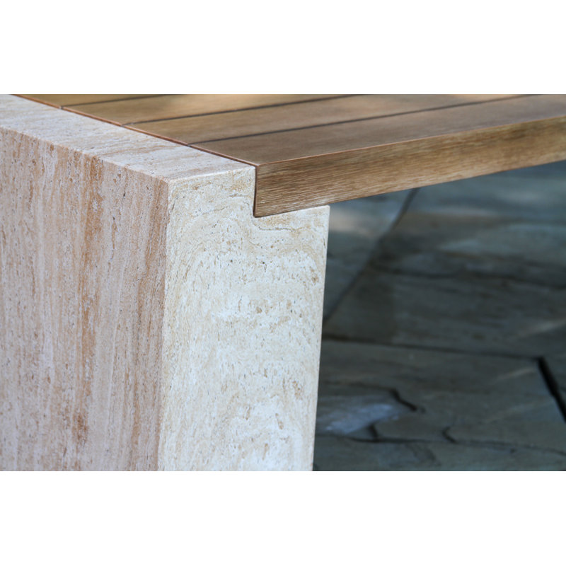 Banc en Eucalyptus et composite Lochland, Travertin / naturel