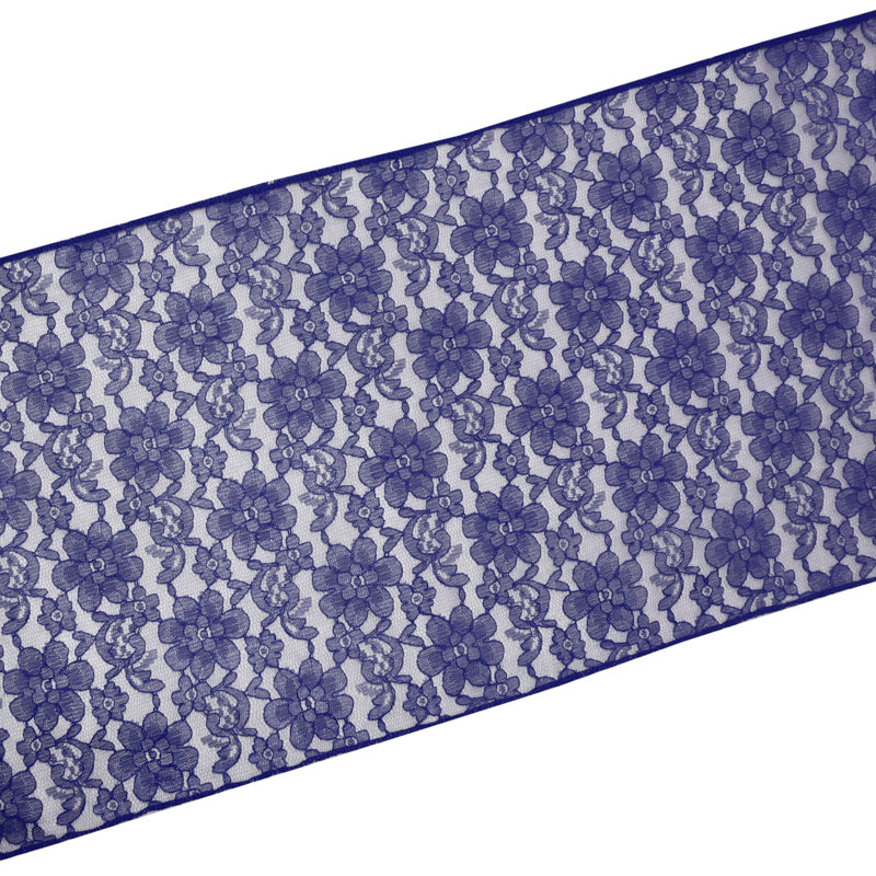 Bagdonas Floral Lace Table Runner, 12" W x 90" L, Navy
