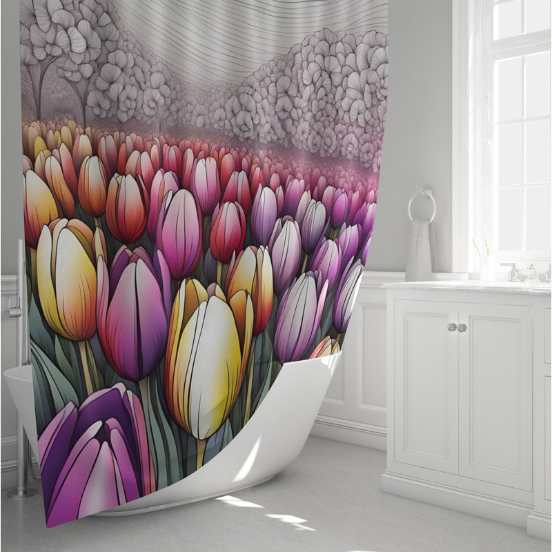 Rideau de douche avec tapis de bain SH01255, H 93 po x l 70 po