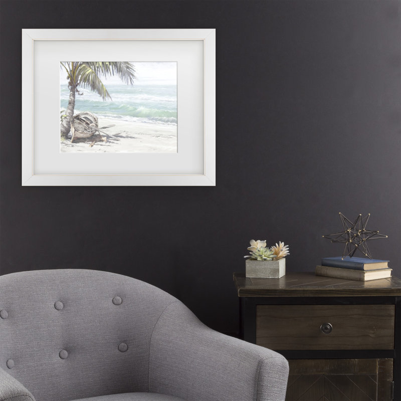 « bateau on beach », impression, H 11 po x l 14 po x p 2 po, Cadre blanc