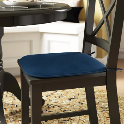 Memory Foam Chair Cushion - Indoor/Outdoor Square Plush Chair Pad with Ties and PVC Dot Backing