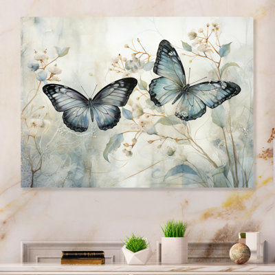 " Blue Beige Butterfly Wings Of Serenity "