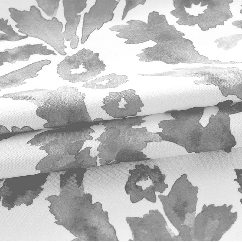 Gray Floral Polyester Rod Pocket Window Valance 52" W x 24" L