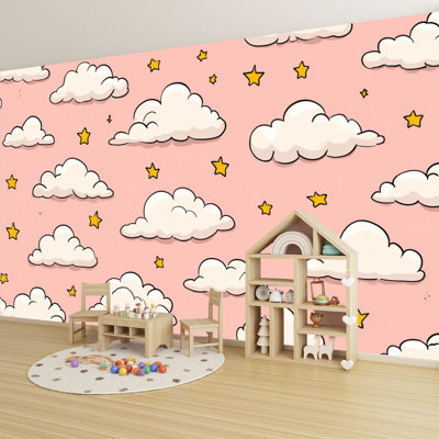Peel and Stick Wallpaper Wall Mural Seamless Children s theme Pink Wall Art Self Adhesive and Removable