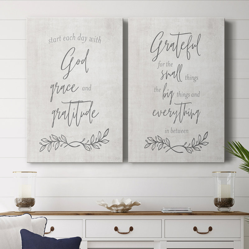 «God Grace and Gratitude» - Toile tendue avec châssis de qualité supérieure - Prêt à être accroché, H 27 po x l 36 po