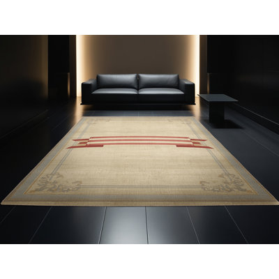 Tapis brun et beige à motif abstrait moderne et contemporain lavable à la machine Moravian du 4 juillet