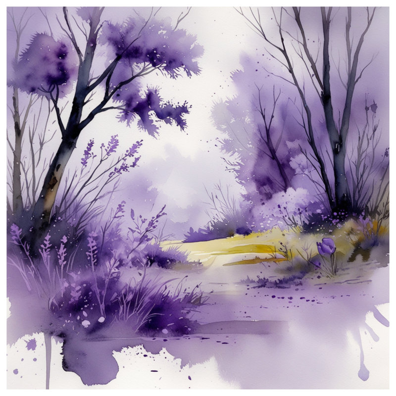 Tapis de bain aquarelle mauve, L 24 po x L 17 po