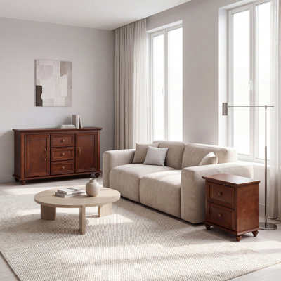 2-piece Mid-century Modern Wood Living Room Set