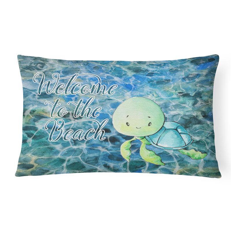  Sea Turtle Welcome Indoor/Outdoor Throw Pillow